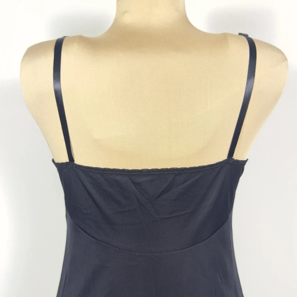 Vtg Vanity Fair Black Full Slip‎ Size S/M Dark Romance Nylon Lace Empire Waist
